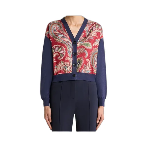 Cropped Cardigan With Printed Insert