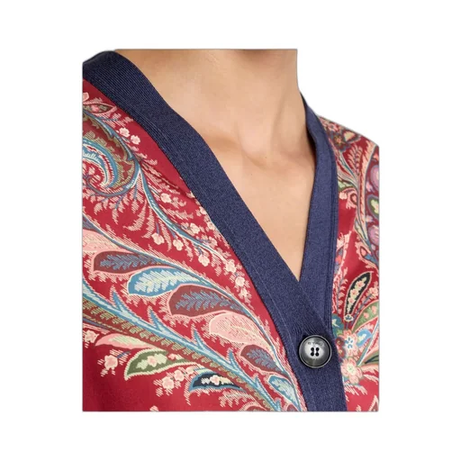 Cropped Cardigan With Printed Insert