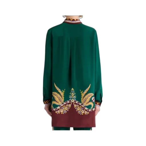 Long Silk Shirt With Placed Print