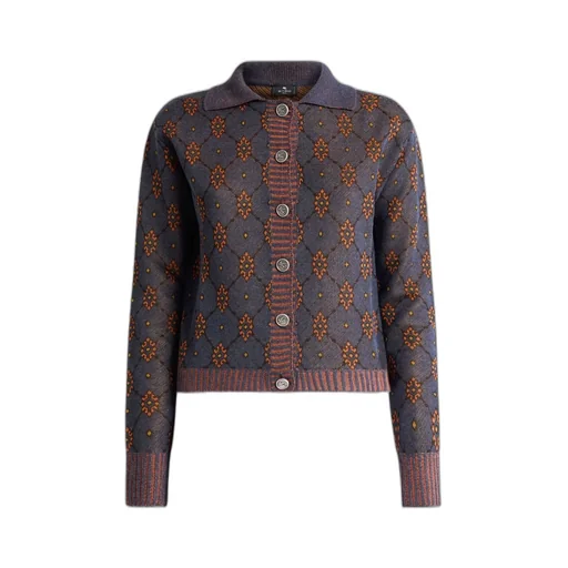 Cardigan With Tie-Style Motif