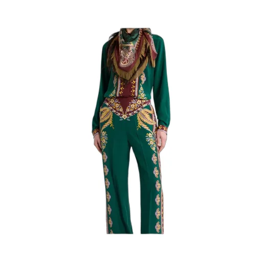 Long Silk Shirt With Placed Print