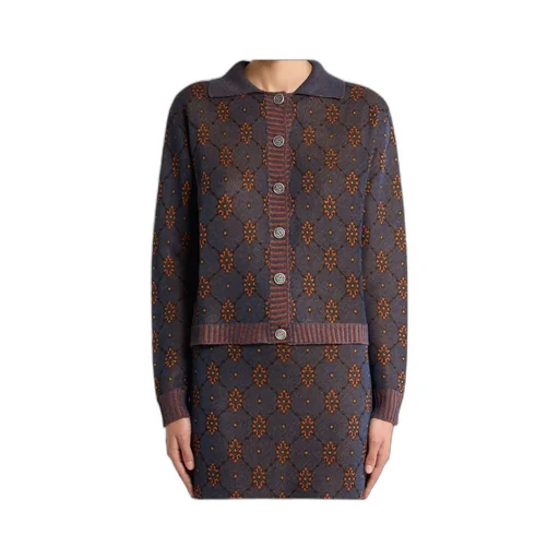 Cardigan With Tie-Style Motif