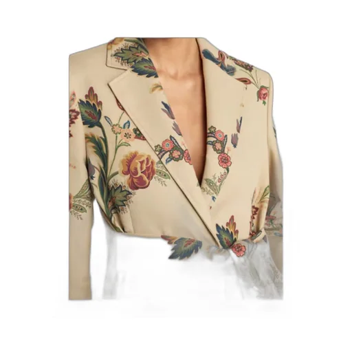 Cotton Trench Coat With Floral Print