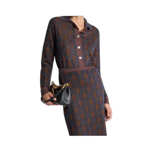 Cardigan With Tie-Style Motif