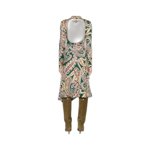 Open Back Paisley Printed Midi Dress