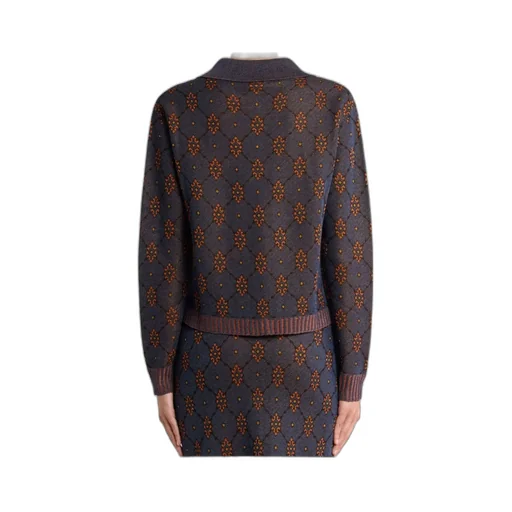 Cardigan With Tie-Style Motif