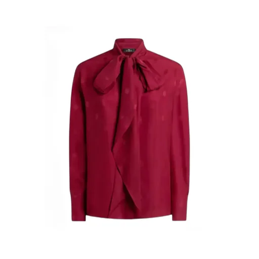 Dot-Printed Tie-Neck Blouse