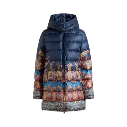 Hood Placed Print Down-Jacket