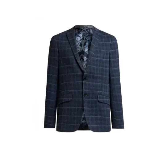 Single-Breasted Jacket With Check Motif