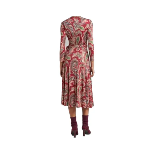 V-Neck Paisley-Print Midi Dress