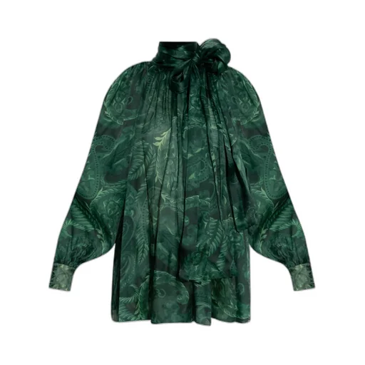 All-Over Patterned Bow Detailed Blouse