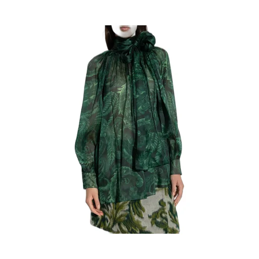 All-Over Patterned Bow Detailed Blouse