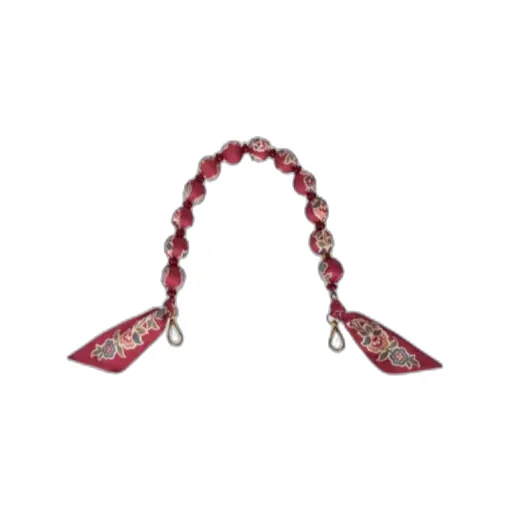 Handle With Printed Fabric Spheres And Beads