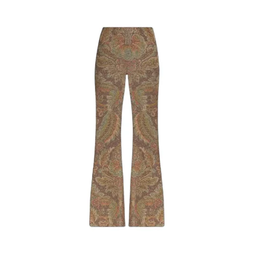 Paisley Printed Lurex Thread Flared Trousers