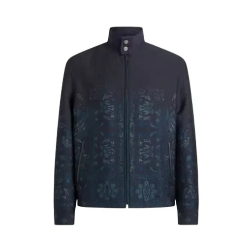 Jacquard Stand-Up Collar Jacket