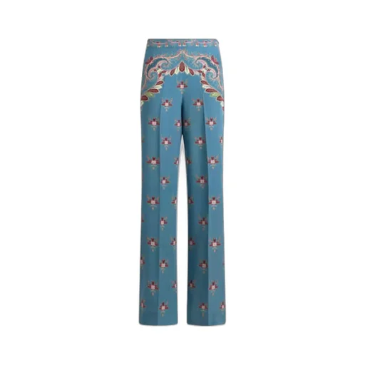 Silk Trousers With Placed Print