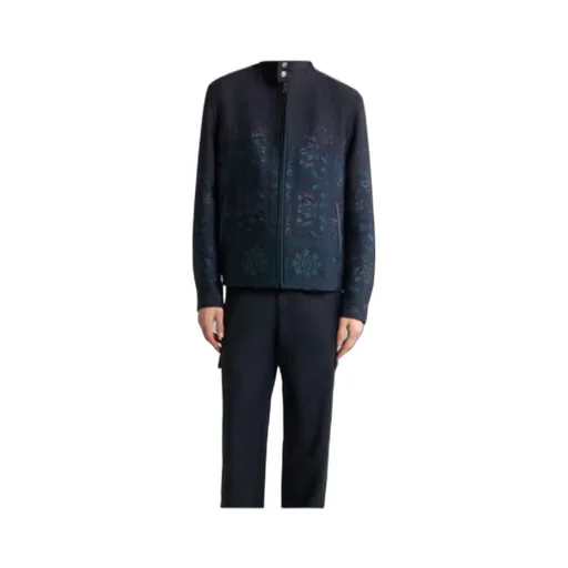 Jacquard Stand-Up Collar Jacket