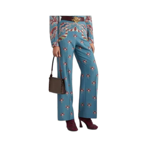 Silk Trousers With Placed Print