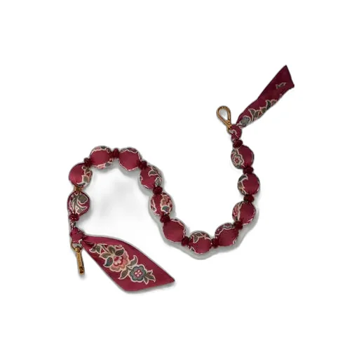 Handle With Printed Fabric Spheres And Beads