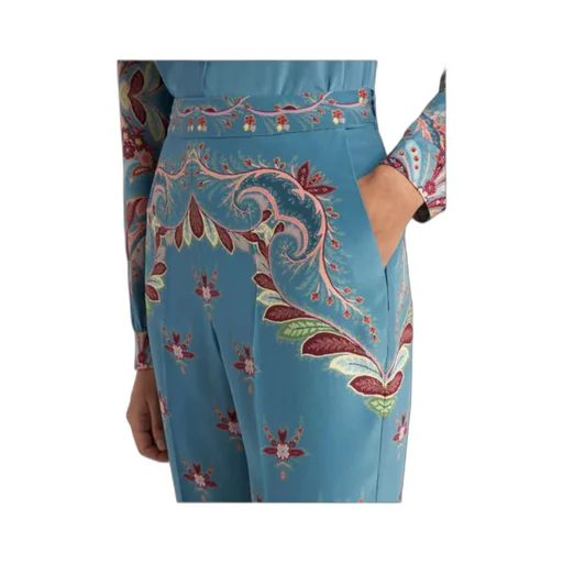 Silk Trousers With Placed Print