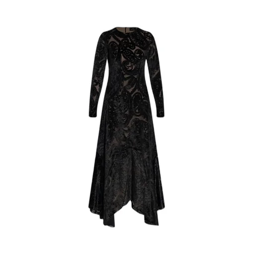 Crewneck Long-Sleeved Velvet Dress