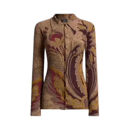 Daffodil Motif Ribbed Cardigan