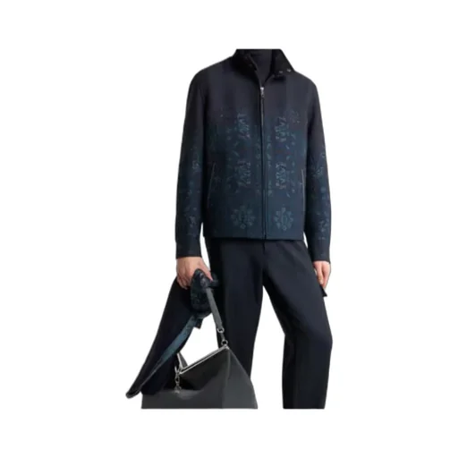 Jacquard Stand-Up Collar Jacket