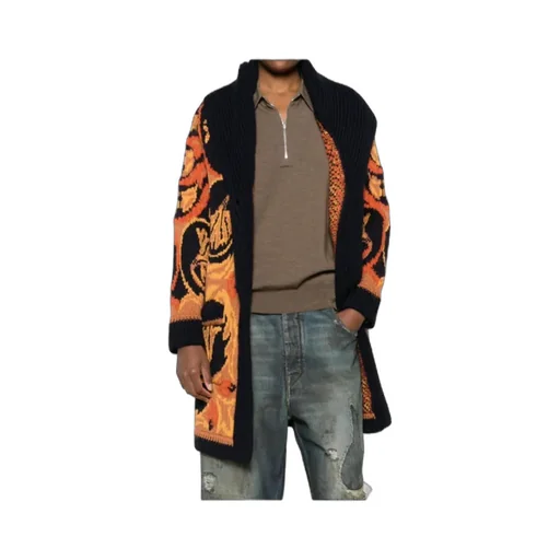 Floral-Pattern Knitted Cardigan
