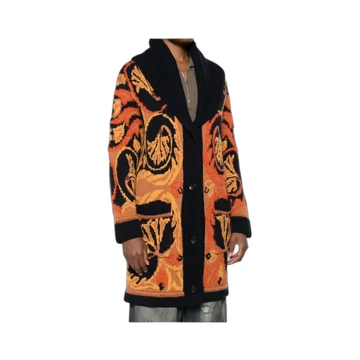 Floral-Pattern Knitted Cardigan