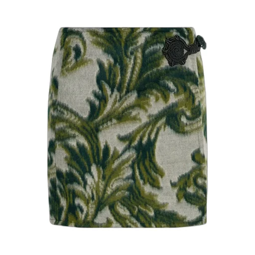 Leaf Printed Wrap Around Mini Skirt