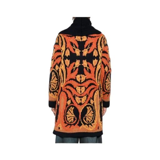 Floral-Pattern Knitted Cardigan