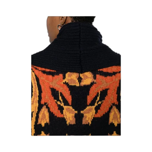Floral-Pattern Knitted Cardigan