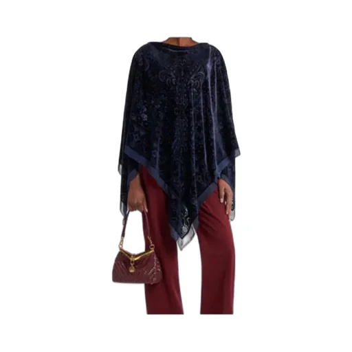 Paisley Triangular-Hem Velvet Poncho