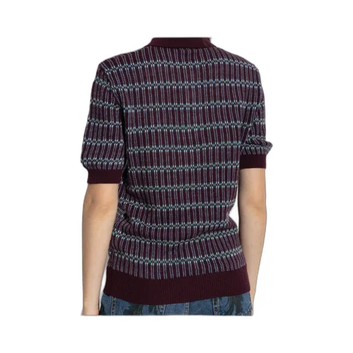 Short Sleeved Striped Knitted Polo Shirt