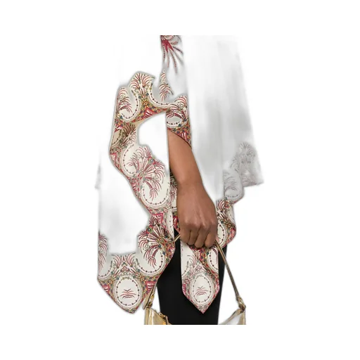 Silk Poncho Top With Placed Print