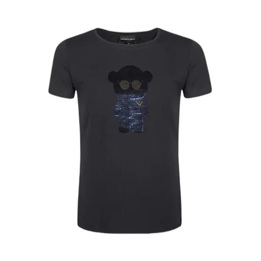 Bear Pattern Round Collar Short-Sleeved T-Shirt