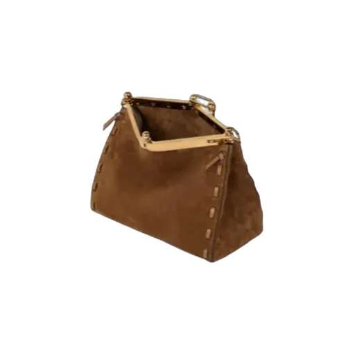 Small Suede Vela Bag With Threading