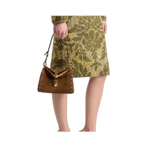 Small Suede Vela Bag With Threading
