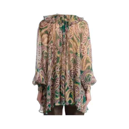 Paisley Printed Ruffled V-Neck Shirt