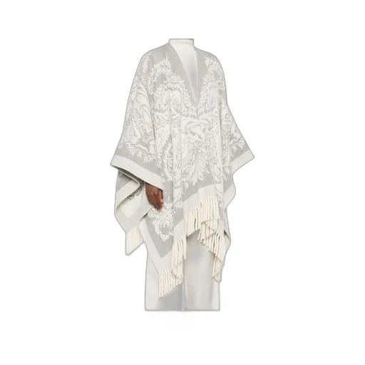 Paisley-Pattern Fringed Poncho