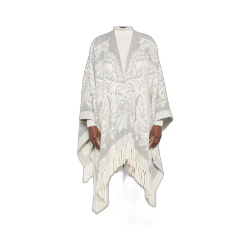 Paisley-Pattern Fringed Poncho