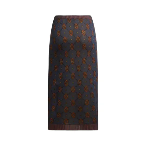 Knit Skirt With Tie-Inspired Motif