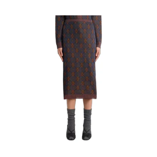 Knit Skirt With Tie-Inspired Motif