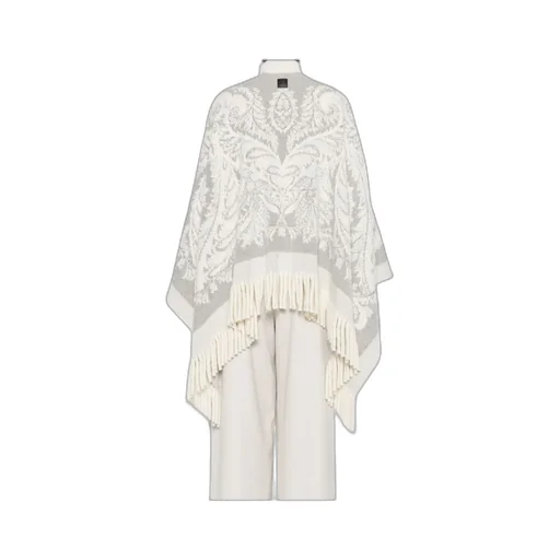 Paisley-Pattern Fringed Poncho