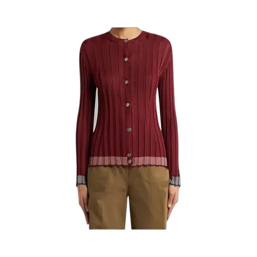 Ribbed Cardigan With Pegaso Buttons