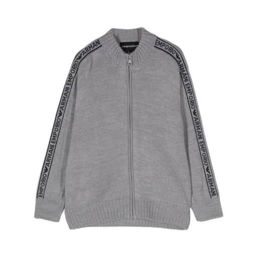 Logo Intarsia Zip-Up Knitted Sweater