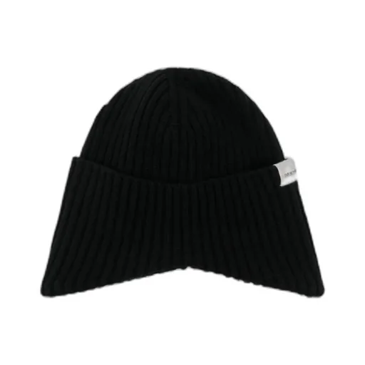Logo Patch Ribbed-Knit Beanie