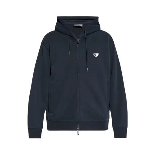Logo Embroidered Zipped Drawstring Hoodie