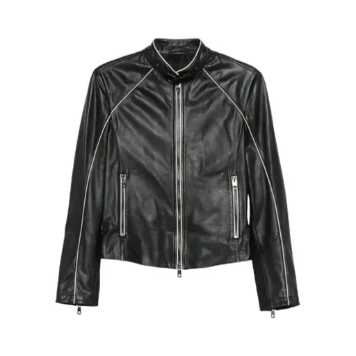 Leather Zip-Front Jacket