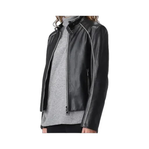 Leather Zip-Front Jacket